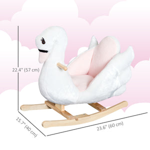 Qaba Soft Warm Kids Rocking Horse Child Plush Ride On Toy Swan Style Playtime with Lullaby Song White