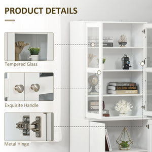 71" Bookcase Storage Cabinet with Doors, Modern Tall Bookshelf with 2 Adjustable Shelves, Display Unit for Study, Living Room, Home Office, White