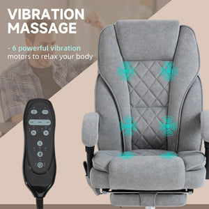 Massage Office Chair, Reclining Computer Chair with Adjustable Height and Footrest, Grey