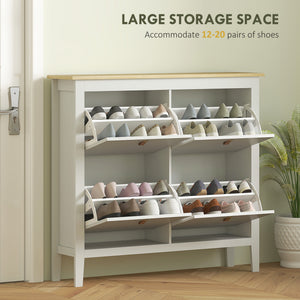 Narrow Shoe Cabinet with 2 Flip Drawers, Adjustable Shelves for Entryway, Holds 10-14 Pairs, White – view 17