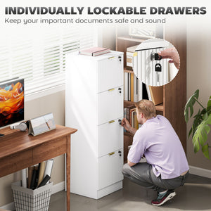 Lockable Filing Cabinet with 2 Fluted Drawers, File Cabinet with Adjustable Hanging Rails for A4 Letter – view 40