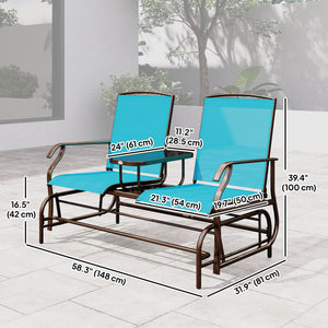 Patio Glider Rocking Chair 2 Person Outdoor Loveseat Rocker Garden Furniture Bench, Grey – view 23