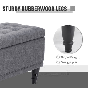 Storage Ottoman, Linen Fabric End of Bed Bench with Soft Close Lid – view 14