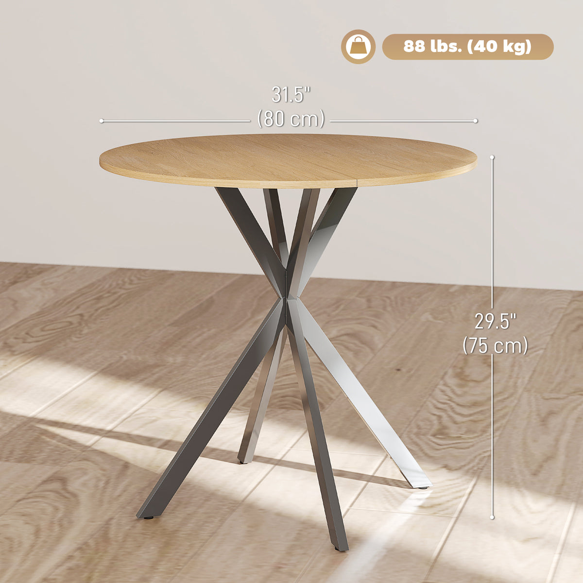 31.5" Industrial Round Dining Table - White Oak – view 2