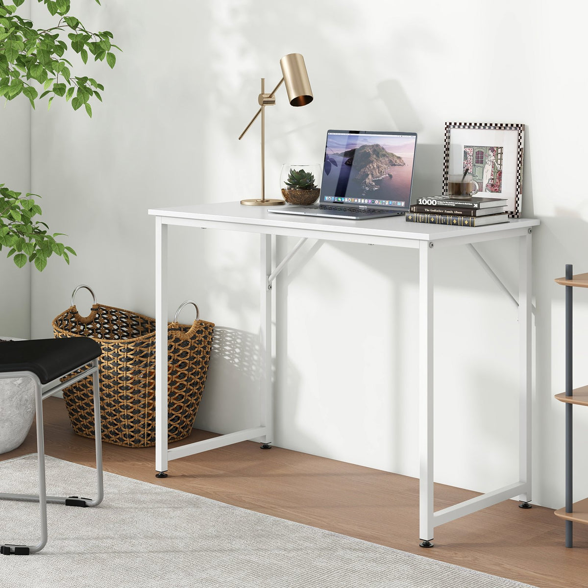 L Shaped Computer Desk and Writing Workstation for Home and Office-White view 2