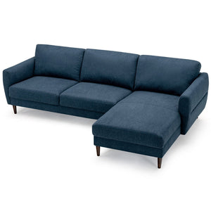 L-Shaped Fabric Sectional Sofa with Chaise Lounge and Solid Wood Legs-Navy view 4