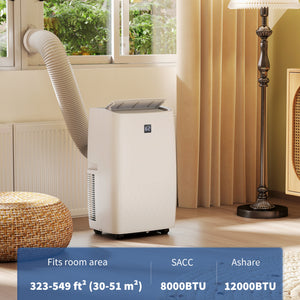12000 BTU Portable Air Conditioner, AC Unit with Cool, Dehumidifier, Fan, 550 Sq. ft, 24H Timer On Off, Window Kit