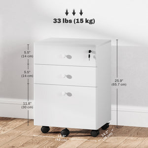 3-Drawer Small Filing Cabinet with Lock, Vertical Office Storage Cabinet with Wheels for Home Office, Black β view 9
