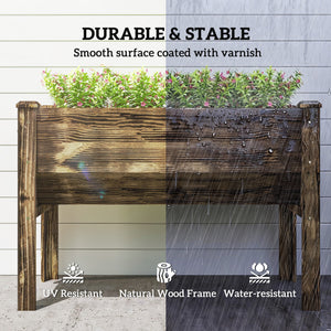 Wooden Raised Garden Plant Stand Outdoor Tall Flower Bed Box with Hooks, 48" x 24" x 32", Nature Wood