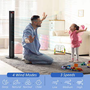 Freestanding Tower Fan Cooling for Home Bedroom with 3 Speed, 12h Timer, Oscillating, LED Panel, Remote Controller, Black
