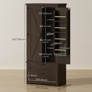 Farmhouse Kitchen Pantry Storage Cabinet, 64" Freestanding Kitchen Pantry Cabinet with Drawers – view 9