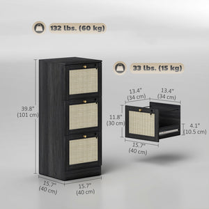 2 Drawer Filing Cabinet with Lock, Boho File Cabinet for A4 Letter Size Files with Decorative Rattan – view 16