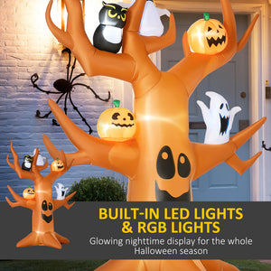 9ft Inflatable Halloween Haunted Tree with Pumpkins, Ghosts and Cat, Blow-Up Outdoor LED Yard Display for Garden, Lawn, Party, Holiday