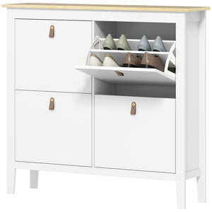 Narrow Shoe Cabinet with 2 Flip Drawers, Adjustable Shelves for Entryway, Holds 10-14 Pairs, White – view 15