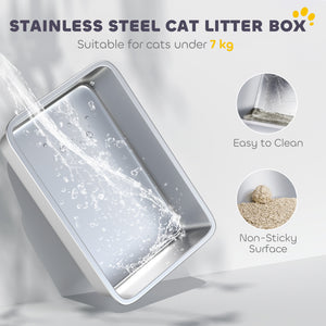 Extra Large Stainless Steel Litter Box, Enclosed Kitty Litter Box for Big Cats with Scoop, Deodorizer Bag