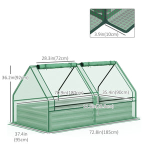 6' x 3' Metal Planter Box with Cover, Raised Garden Bed with Mini Greenhouse for Herbs, Vegetables, Green and Dark Grey