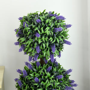 2.3ft Set of 2 Artificial Plants, Lavender Flowers Ball Trees with Pot, for Home Indoor Outdoor Decor