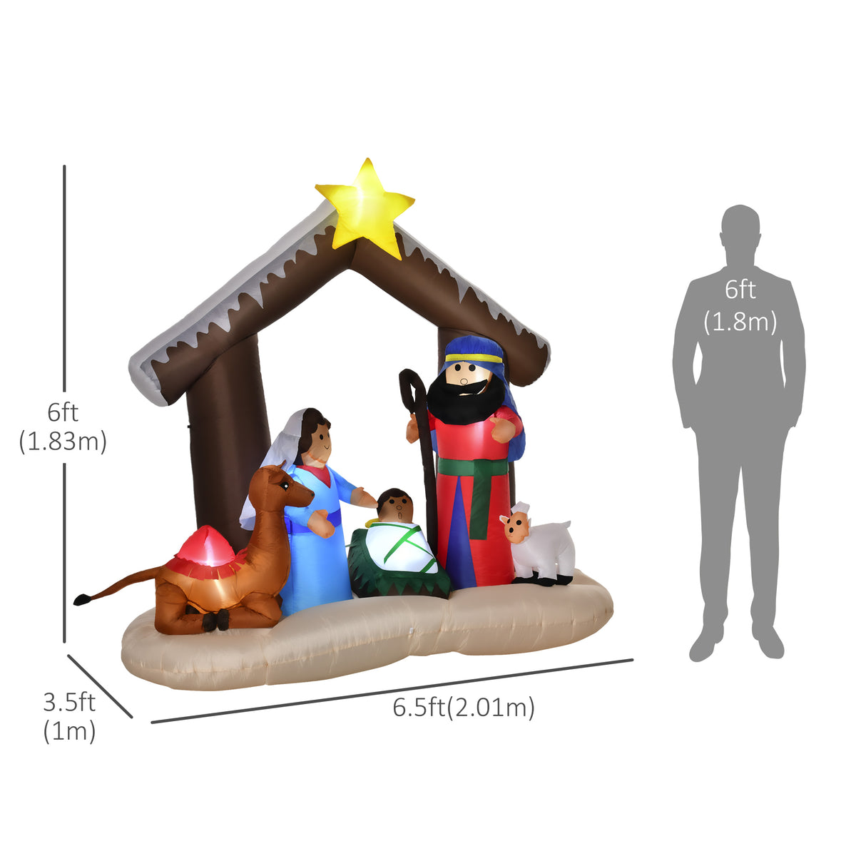 6ft Christmas Inflatable Decoration with Bible Arch of Jesus' Birth Easy Set-Up Blow UP Decoration for Holiday Yard