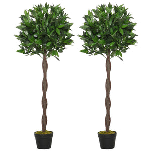 4FT Artificial Laurel Tree Set of 2, Lifelike Fake Plant with 564 Leaves