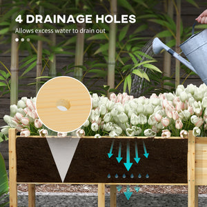 Wooden Raised Garden Bed Planter, Large Elevated Planter Box with Legs, Bed Liner and Drain Holes, Grey – view 12