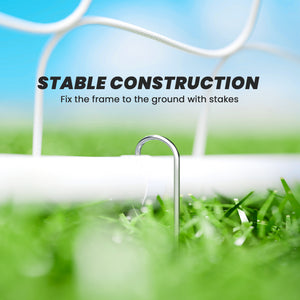 Soozier 6ft x 4ft Soccer Goal Net with Metal Frame, PE Mesh, Ground Stakes, Easy Assembly