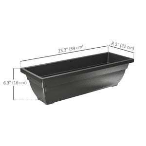 Long Rectangular Flower Plant Pots, 7 Pack 23 Inches Window Boxes Planters for Windowsill, Garden, Black
