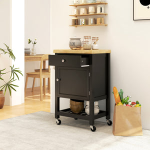 Kitchen Cart on Wheels, Rolling Kitchen Island Cart with Wood Top, Towel Rack – view 14