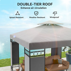 10 x 10 FT Canopy Gazebo, Double Roof Patio Gazebo with Screen Panels and Metal Frame for Deck, Backyard – view 10