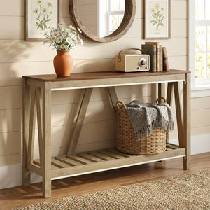 52" Console Table, Farmhouse Narrow Entryway Table with Storage Shelf – view 7