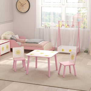 Qaba 3-Piece Kids Table and Chair Set with Animal Pattern for Boys and Girls Aged 3-8, Bedroom, Nursery, Playroom