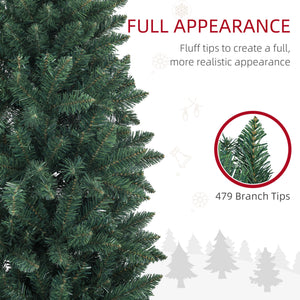 6ft Tall Pencil Artificial Christmas Tree with 479 Branch Tips with Steel Base, Green