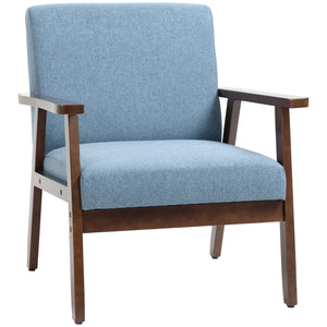 Accent Chairs with Cushioned Seat, Upholstered Linen-Feel Armchair with Adjustable Feet for Bedroom