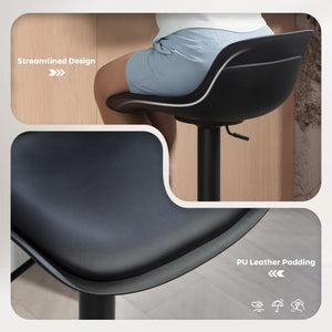Counter Height Bar Stools Set of 2, Streamlined Bar Chairs with Adjustable Height and Swivel PU Leather – view 5
