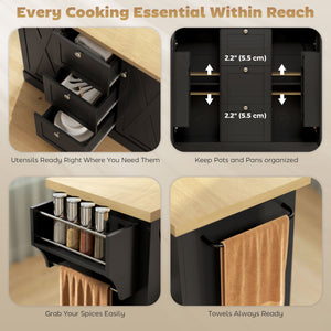 Farmhouse Kitchen Island Cart with Power Outlet and Soft-Close Doors, 49" Kitchen Island with 3 Drawers – view 4