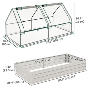 6' x 3' Metal Planter Box with Cover, Raised Garden Bed with Mini Greenhouse for Herbs, Vegetables, Green and Dark Grey