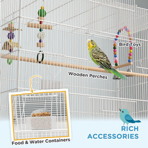 52" Bird Cage with Rolling Stand, Toys, for Budgies Canaries Black – view 11