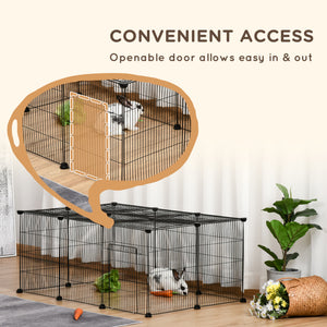 Small Animal Cage for Bunny, Guinea Pig, Chinchilla, Hedgehog, Portable Pet Enclosure with Door, 16 Panels
