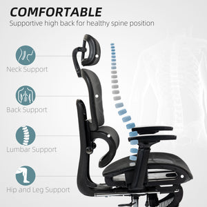 Mesh Office Chair with 3D Armrest, High Back Desk Chair with Lumbar Support, 135° Reclining – view 3