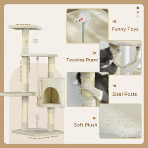 46" Scratching Cat Tree Multi Level Activity Center Kitty Condo Furniture Post Beige
