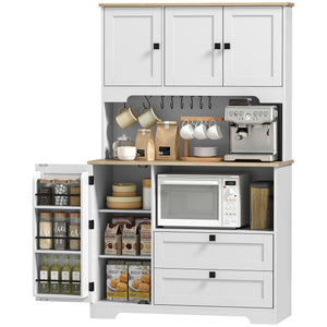 Kitchen Pantry Cabinet, 64" Tall Kitchen Hutch with 3 Cabinets, 2 Drawers, Adjustable Shelves – view 8