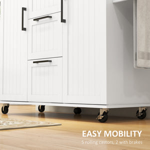 Rolling Kitchen Cart on Wheels with Drop Leaf, Kitchen Island with 3 Drawers – view 6