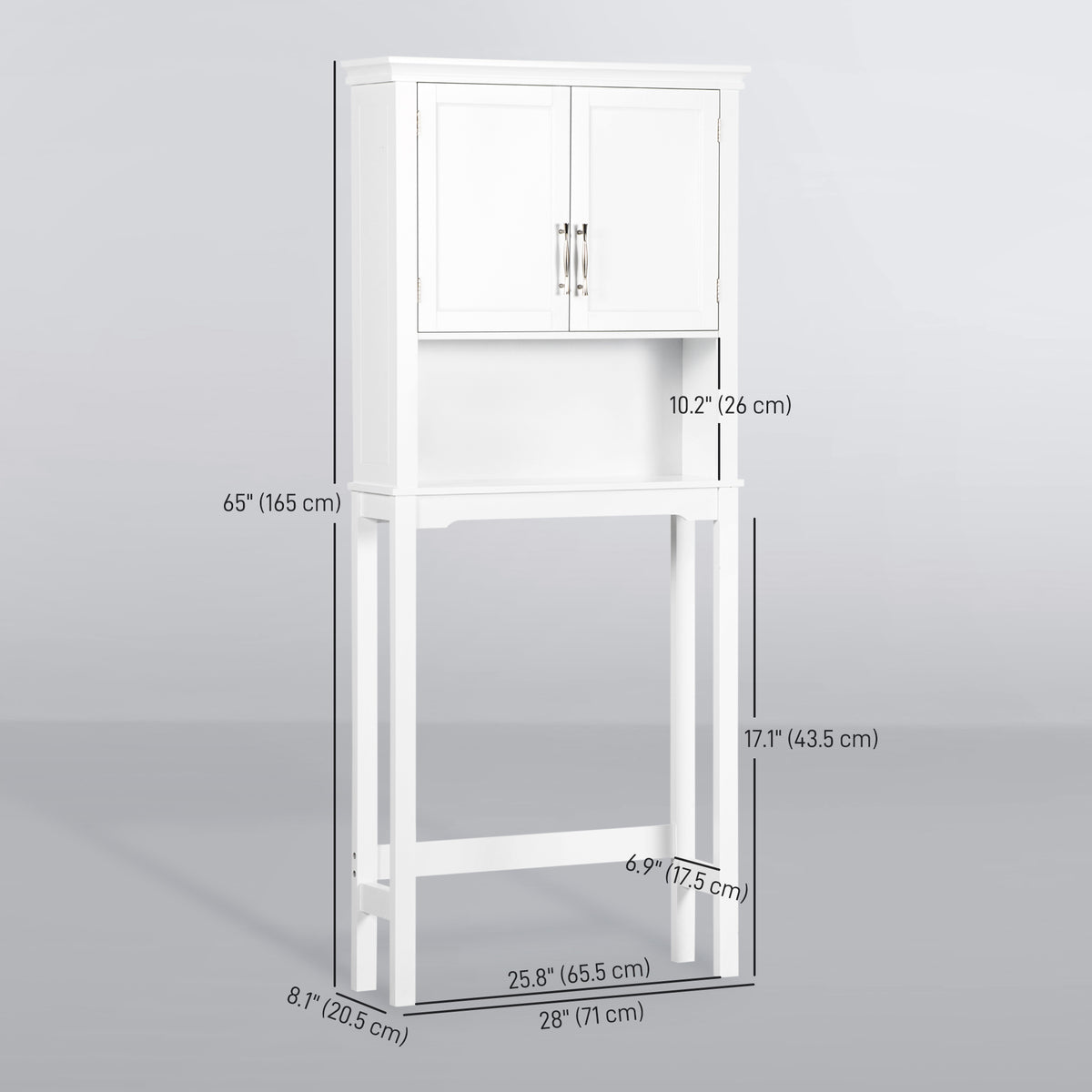Over the Toilet Storage, Bathroom Cabinets Over Toilet, Cabinet Above Toilet with Doors and Shelves