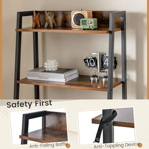 Ladder Vanity Desk Set with Flip Top Mirror and Cushioned Stool-Black view 9