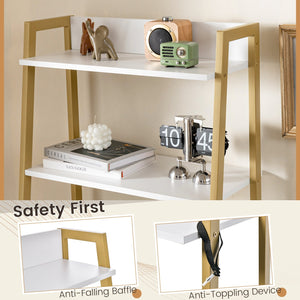 Ladder Vanity Desk Set with Flip Top Mirror and Cushioned Stool-Golden view 9