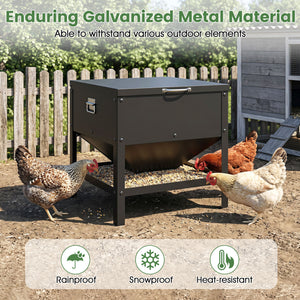 Large Capacity Chicken Feeding Box with Openable Lid-Black view 6