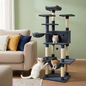 Large Cat Tree for Indoor Cats 63 inches Tall Cat Tower-Dark Gray view 3