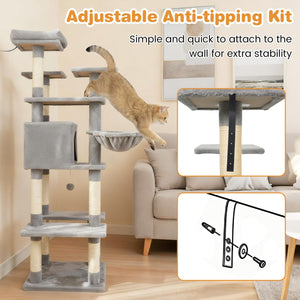 Large Cat Tree for Indoor Cats 63 inches Tall Cat Tower-Lght Gray view 7