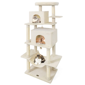 Large Cat Tree for Indoor Cats 70 inches Tall Cat Tower-Beige