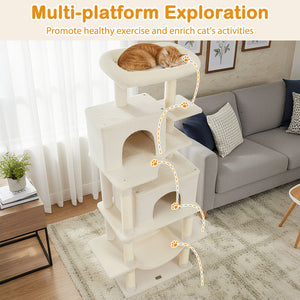 Large Cat Tree for Indoor Cats 70 inches Tall Cat Tower-Beige view 6