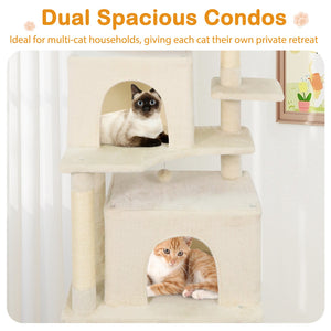 Large Cat Tree for Indoor Cats 70 inches Tall Cat Tower-Beige view 9